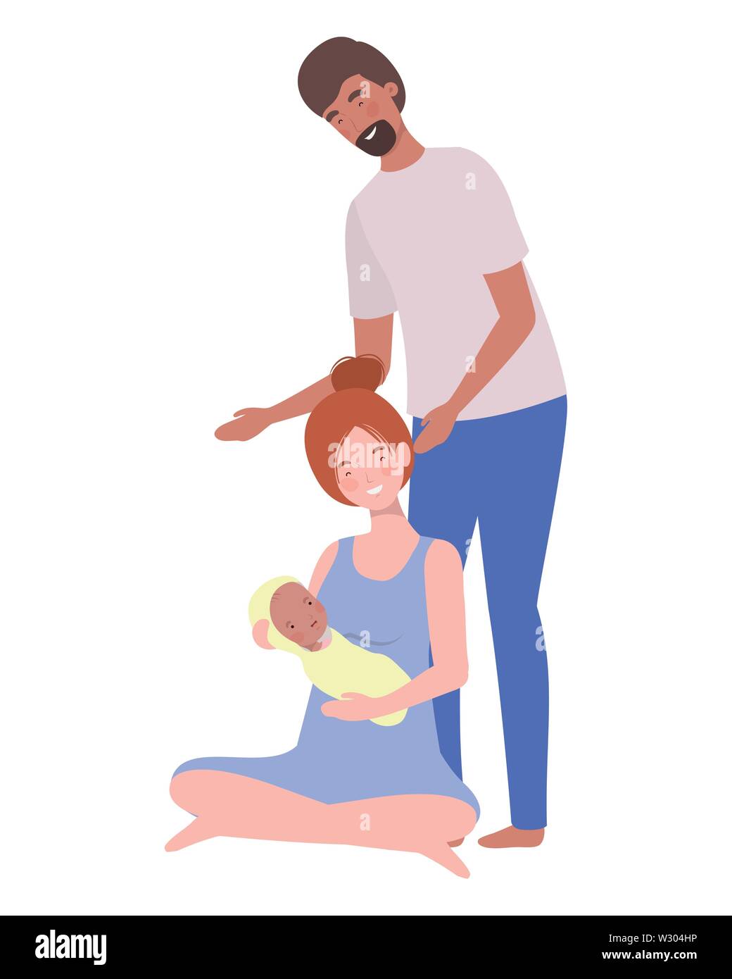 woman and man with newborn baby Stock Vector Image & Art - Alamy