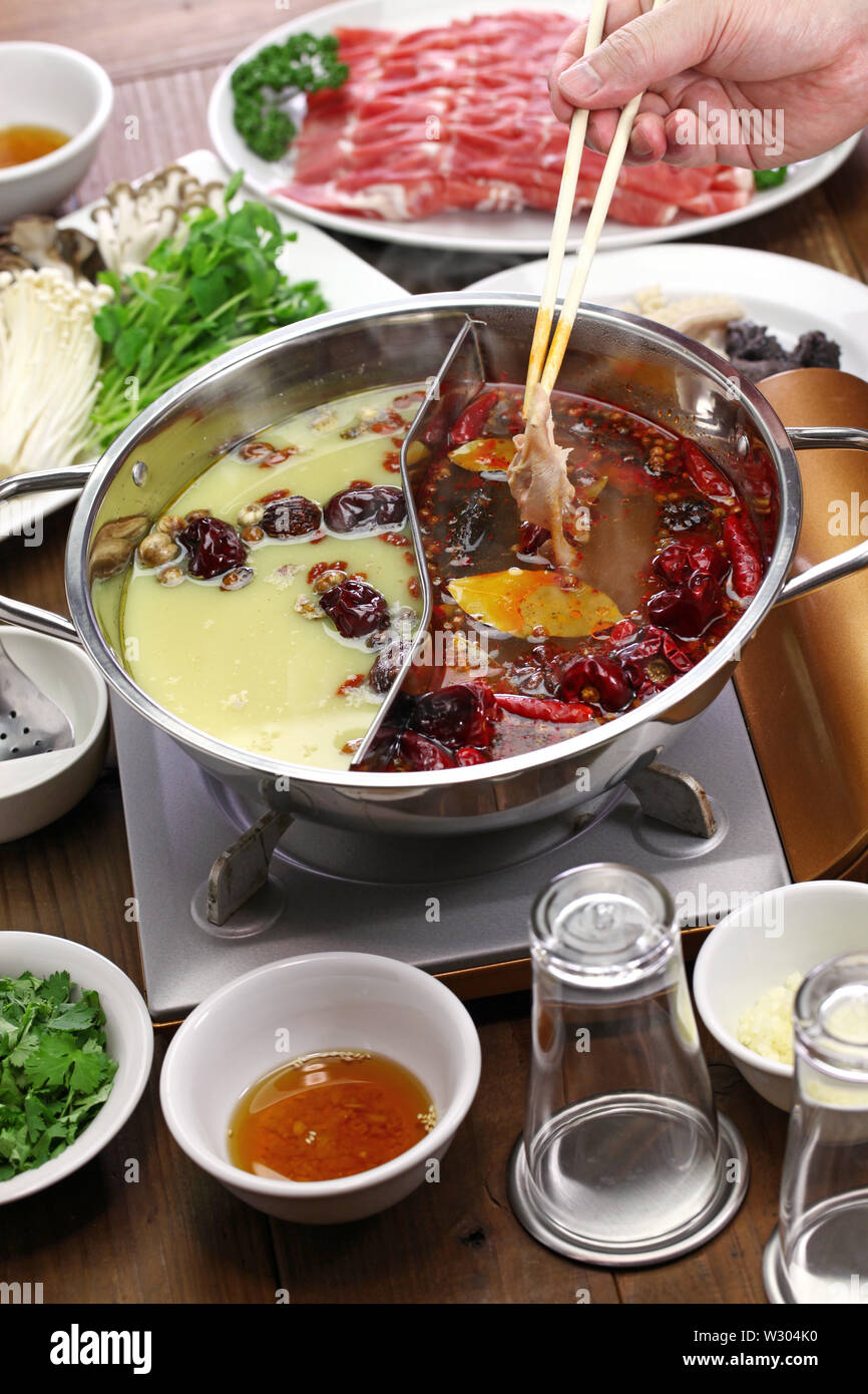 chongqing yin yang hot pot, chinese cuisine Stock Photo