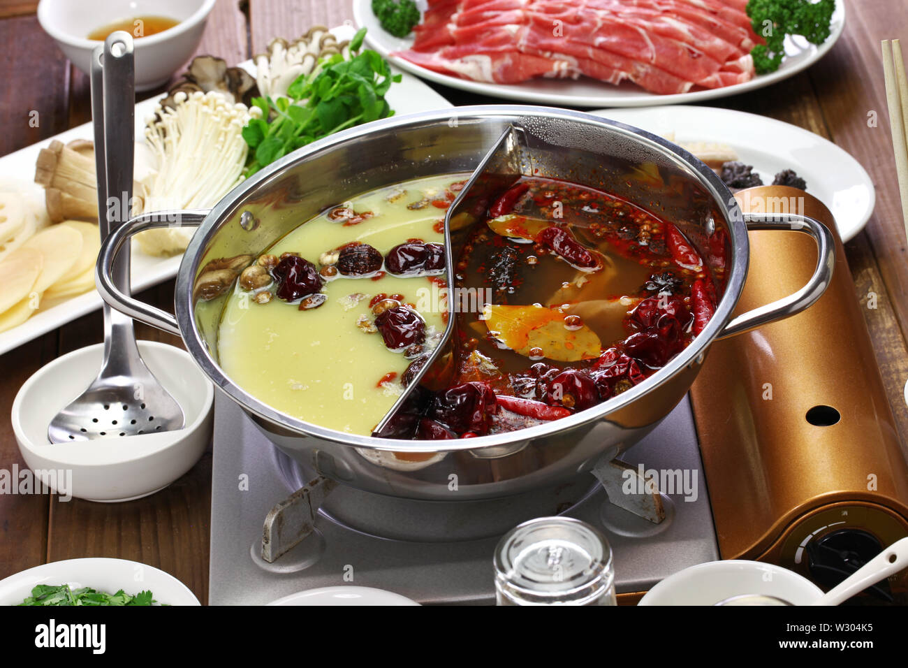 chongqing yin yang hot pot, chinese cuisine Stock Photo