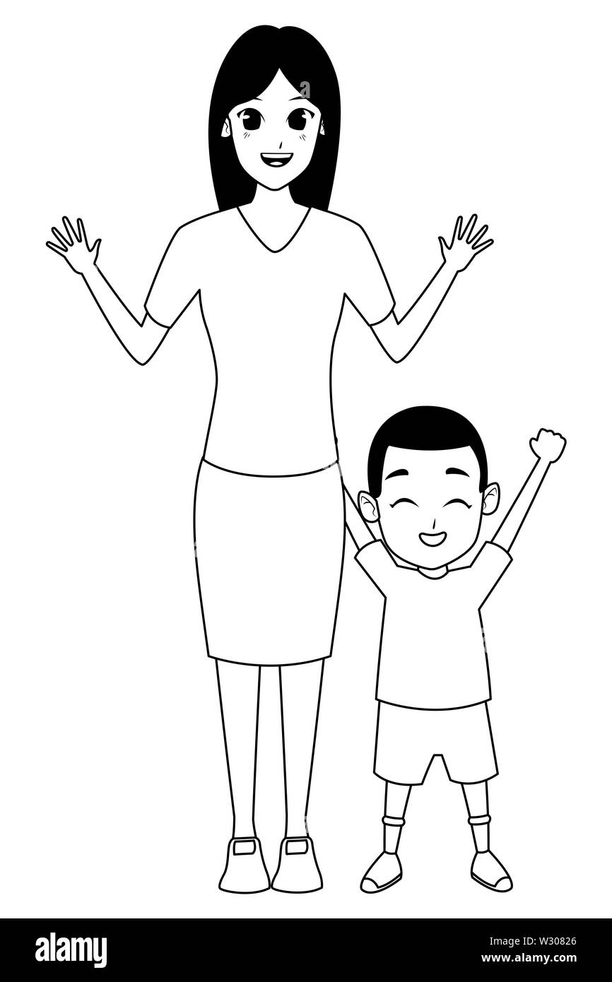 Single mother with children cartoon in black and white Stock Vector Image & Art - Alamy Single mother with children cartoon in black and white Stock Vector Image & Art - Alamy