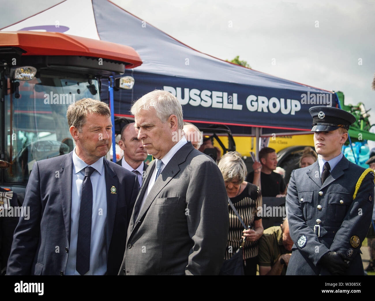 Prince Andrew, Duke of York visits the showground on the final day of the 161st Great Yorkshire Show.Great Yorkshire Show is held annually on 9 - 11 July and celebrates the farming and agricultural community. Stock Photo
