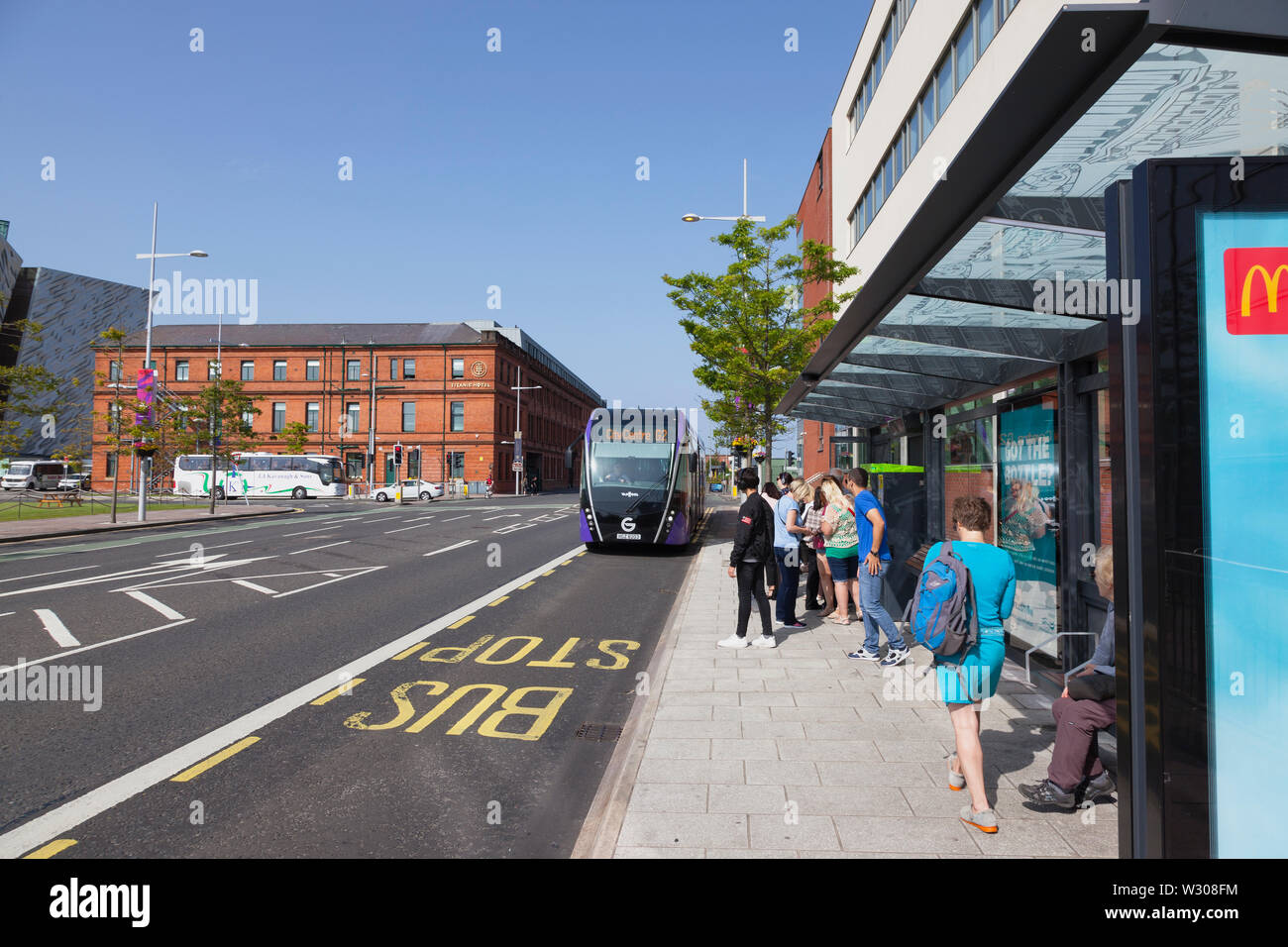Ireland, North, Belfast, Titanic Quarter, Tourists awaiting Glider