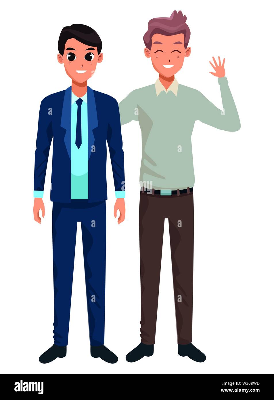 Family Father With Adult Son Cartoon Stock Vector Image Art Alamy