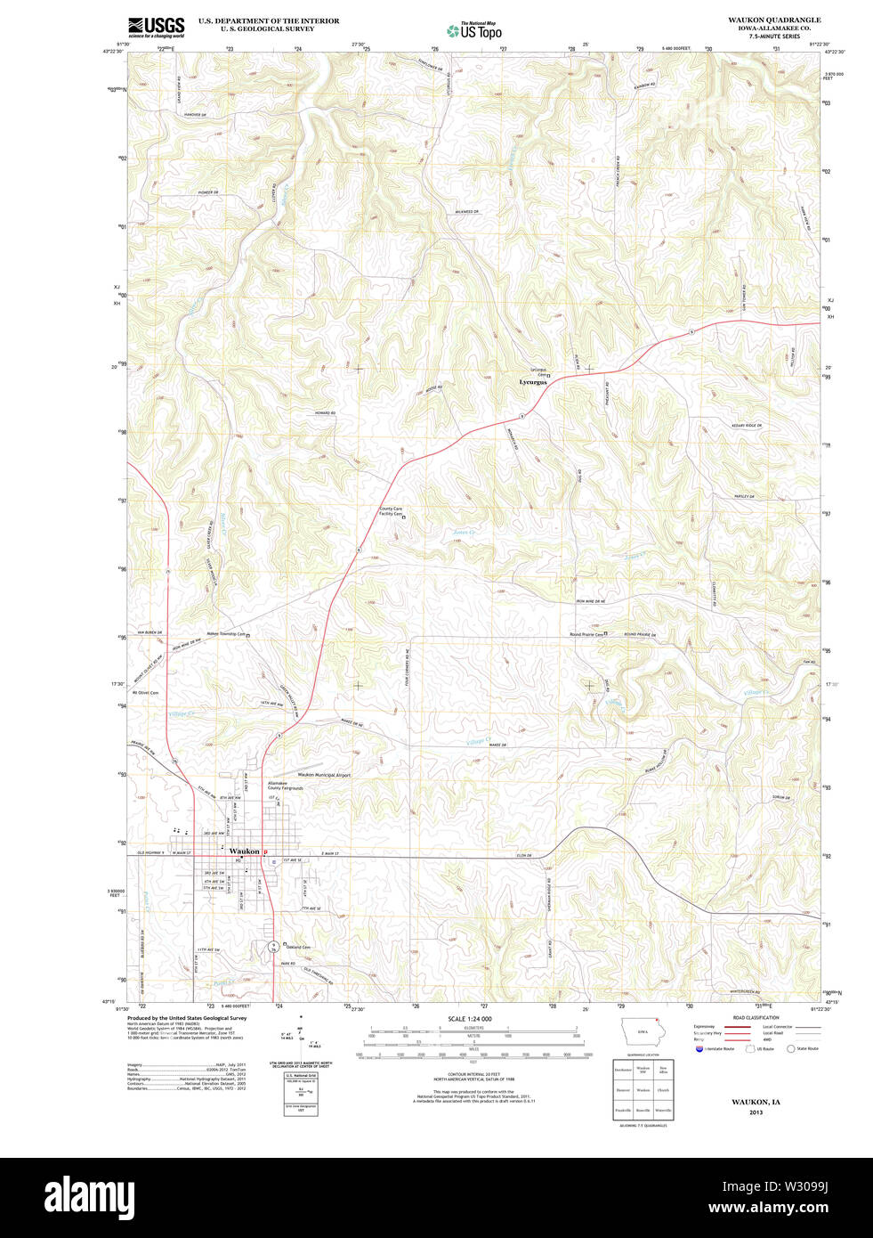Waukon map hires stock photography and images Alamy