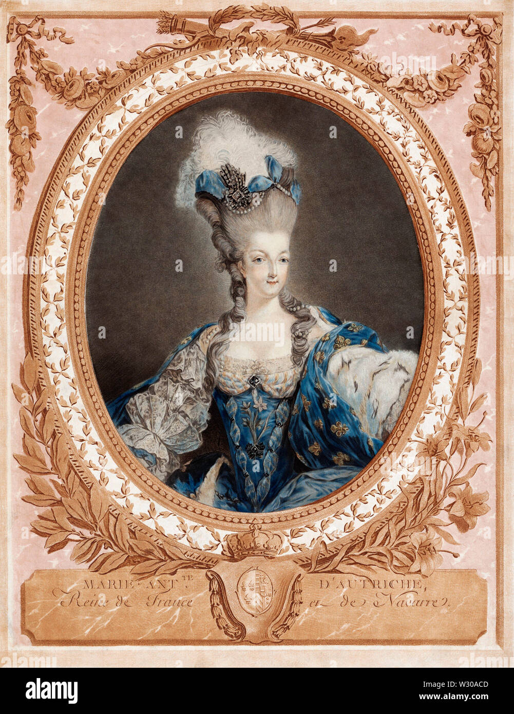 Marie Antoinette, 1755-1793.  Wife of King Louis XVI and last Queen of France.  Born Maria Antonia Josepha Johanna in Vienna, Austria.  After a painting by Jean-Baptiste-André Gautier Dagoty. Stock Photo