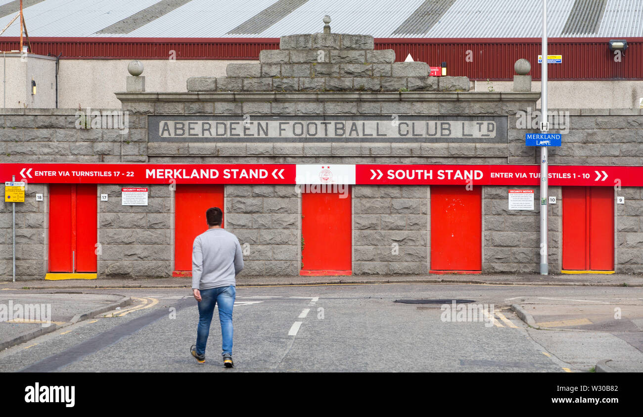 A general view of the Pittodrie Stadium in Aberdeen ahead of the Europa League, Qualifying First Round match between Aberdeen and RoPS Rovaniemi. Stock Photo