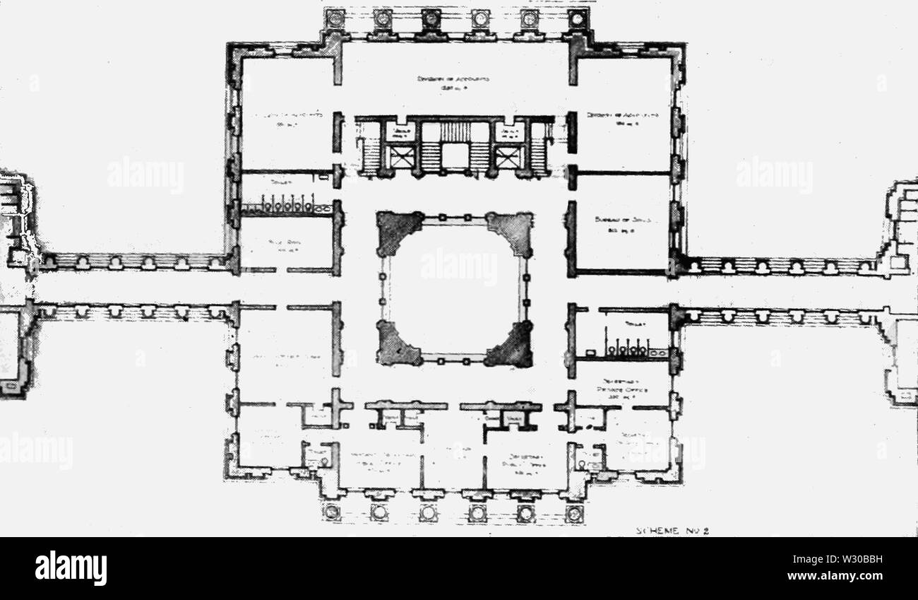 PSM V64 D483 Administration building plan of second floor Stock Photo