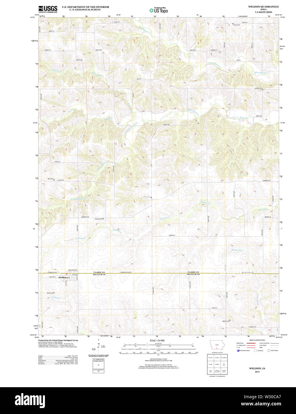 USGS TOPO Maps Iowa IA Weldon 20130403 TM Restoration Stock Photo Alamy