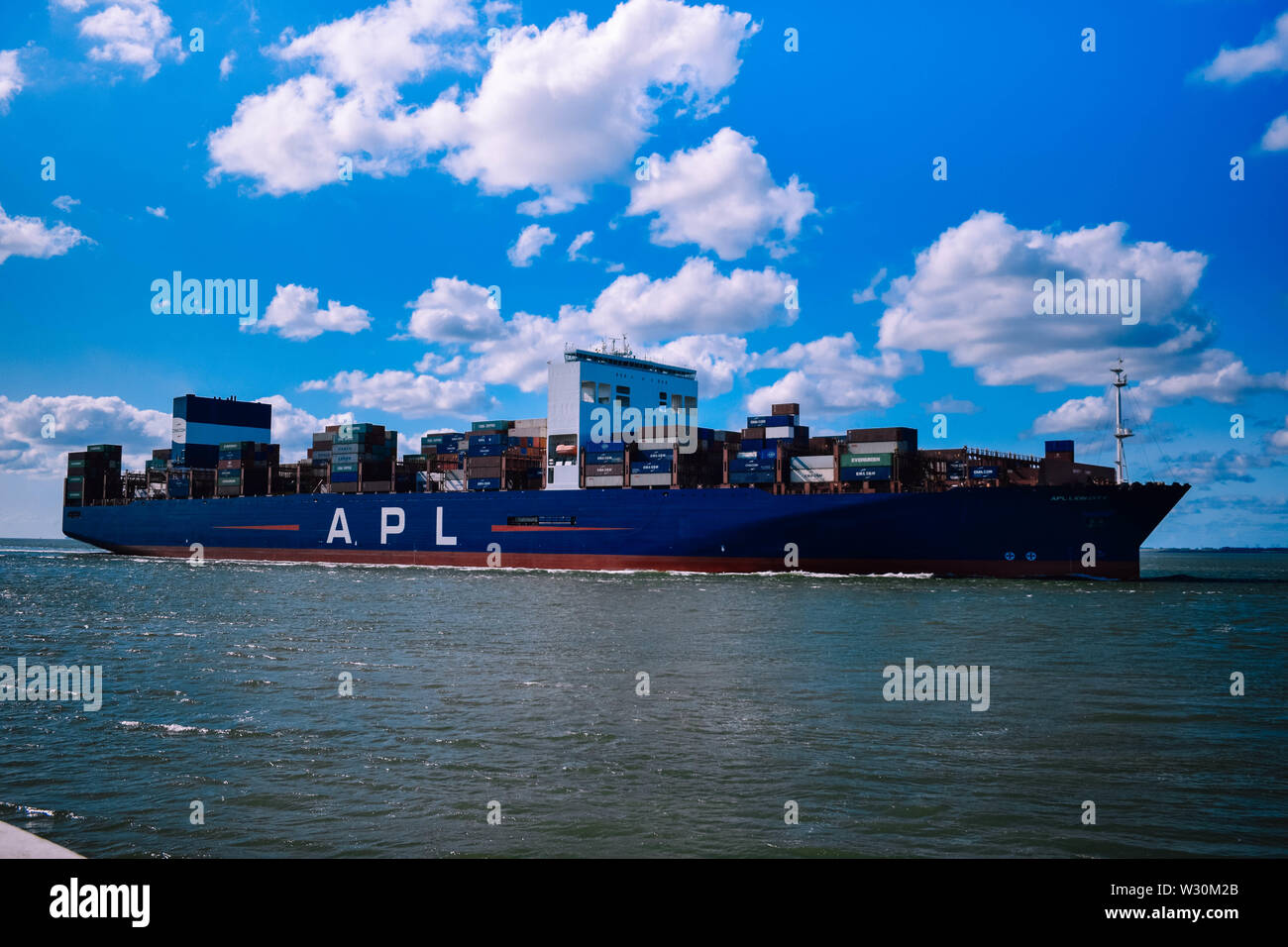 Containership in the Netherlands Stock Photo