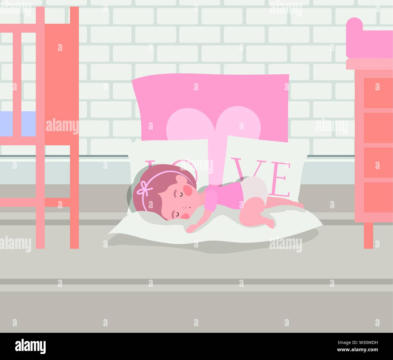 little baby girl sleeping character Stock Vector Image & Art - Alamy