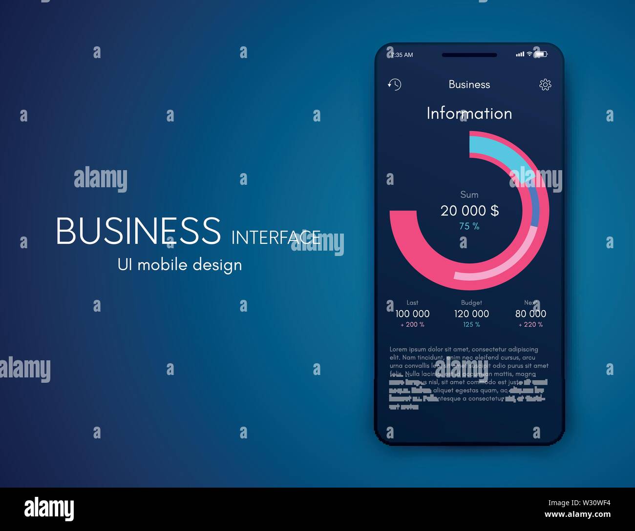 Vector graphics mobile infographics with four options. Template for creating mobile applications, workflow layout, diagram, banner, web design Stock Vector