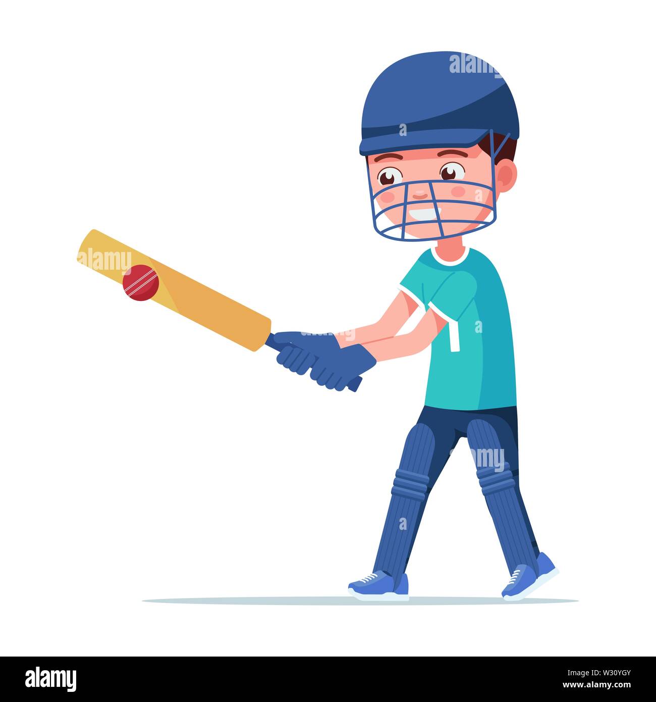 Boy cricket player bounces the ball bat Stock Vector Image & Art Alamy
