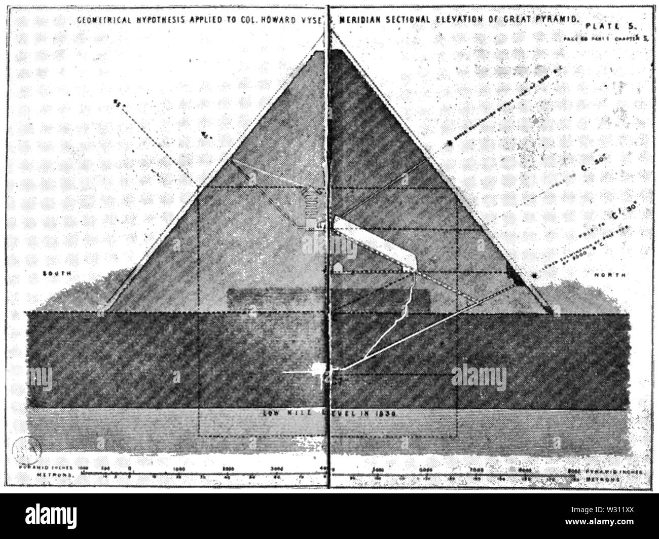 PSM V80 D460 Geometric hypothesis of the sectional elevation of the great pyramid Stock Photo
