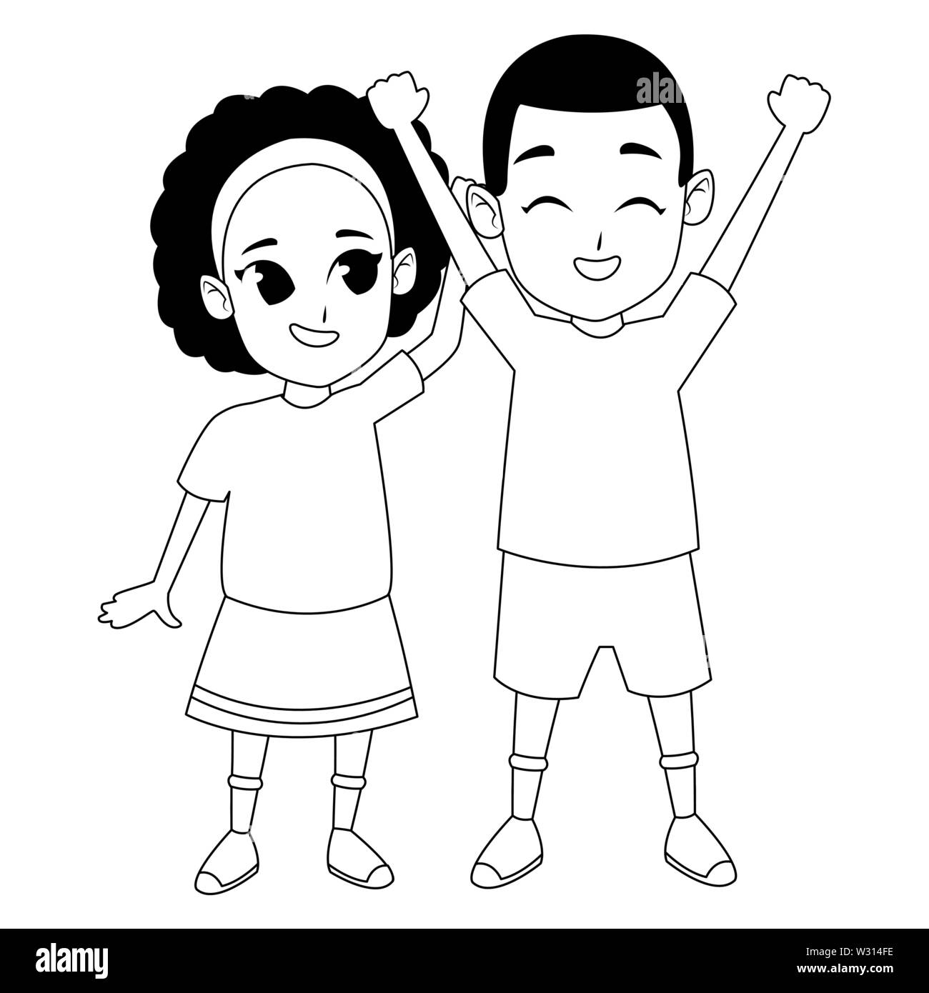 Afroamerican sister and brother smiling cartoon in black and white Stock  Vector Image & Art - Alamy