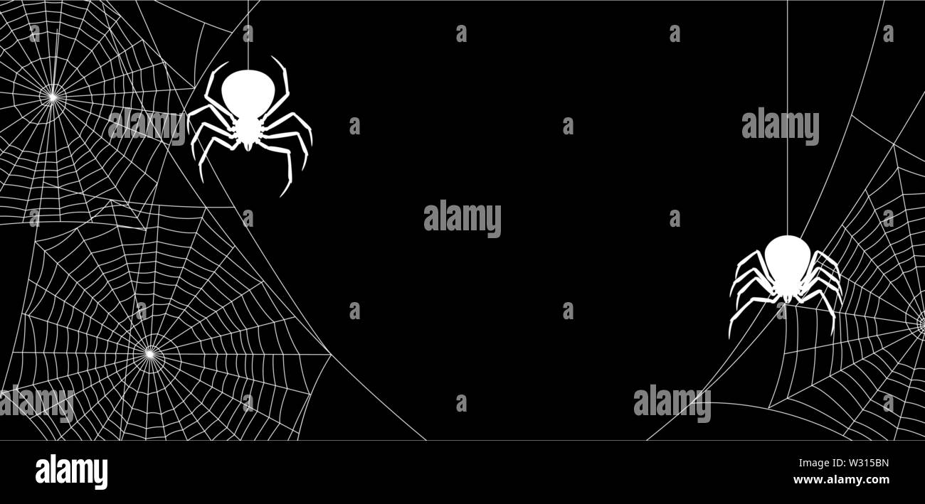 Background with black widow spiders. Stock Vector