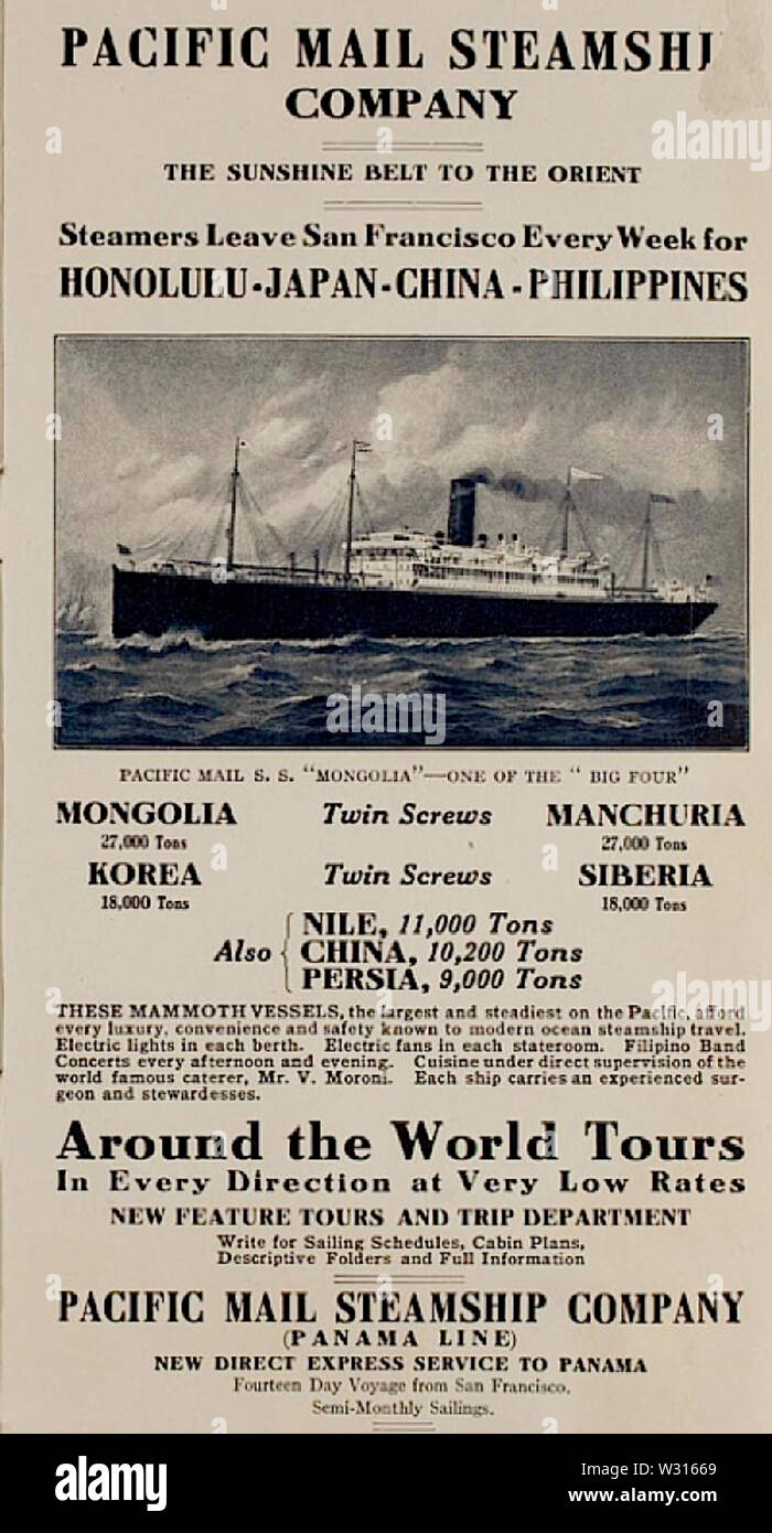 Pacific Mail Steamship Company advertisement in California Expositions brochure—1915 Stock Photo