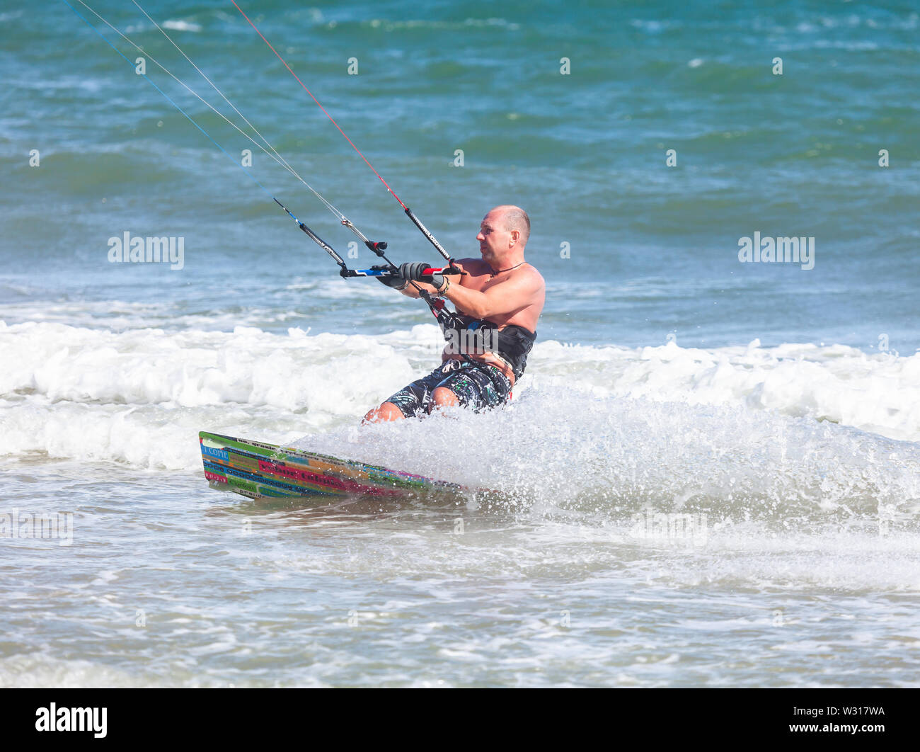 Kitesurfing in Vietnam Stock Photo Alamy