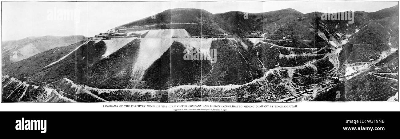 Panorama of Bingham Canyon Mine in 1907 Stock Photo