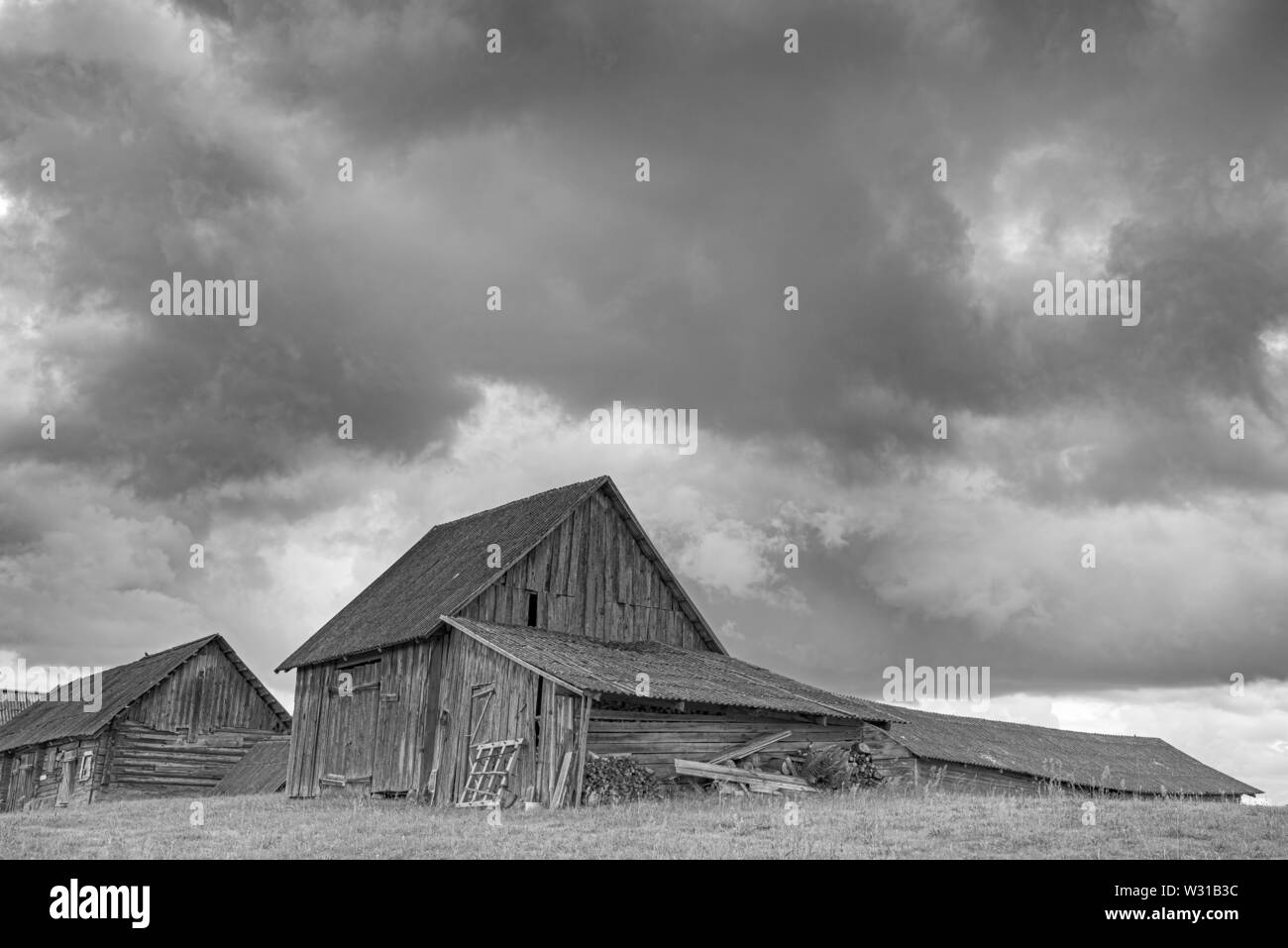 Collection of old traditional Lithuanian farm houses. Stock Photo