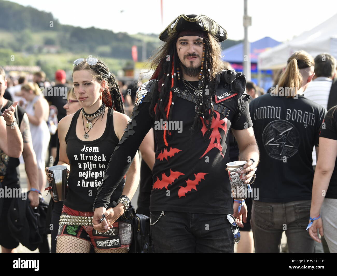 Vizovice, Czech Republic. 11th July, 2019. Atmosphere at the opening of the  17th year of one of the biggest music events in the Czech Republic, the  international open-air festival Masters of Rock,