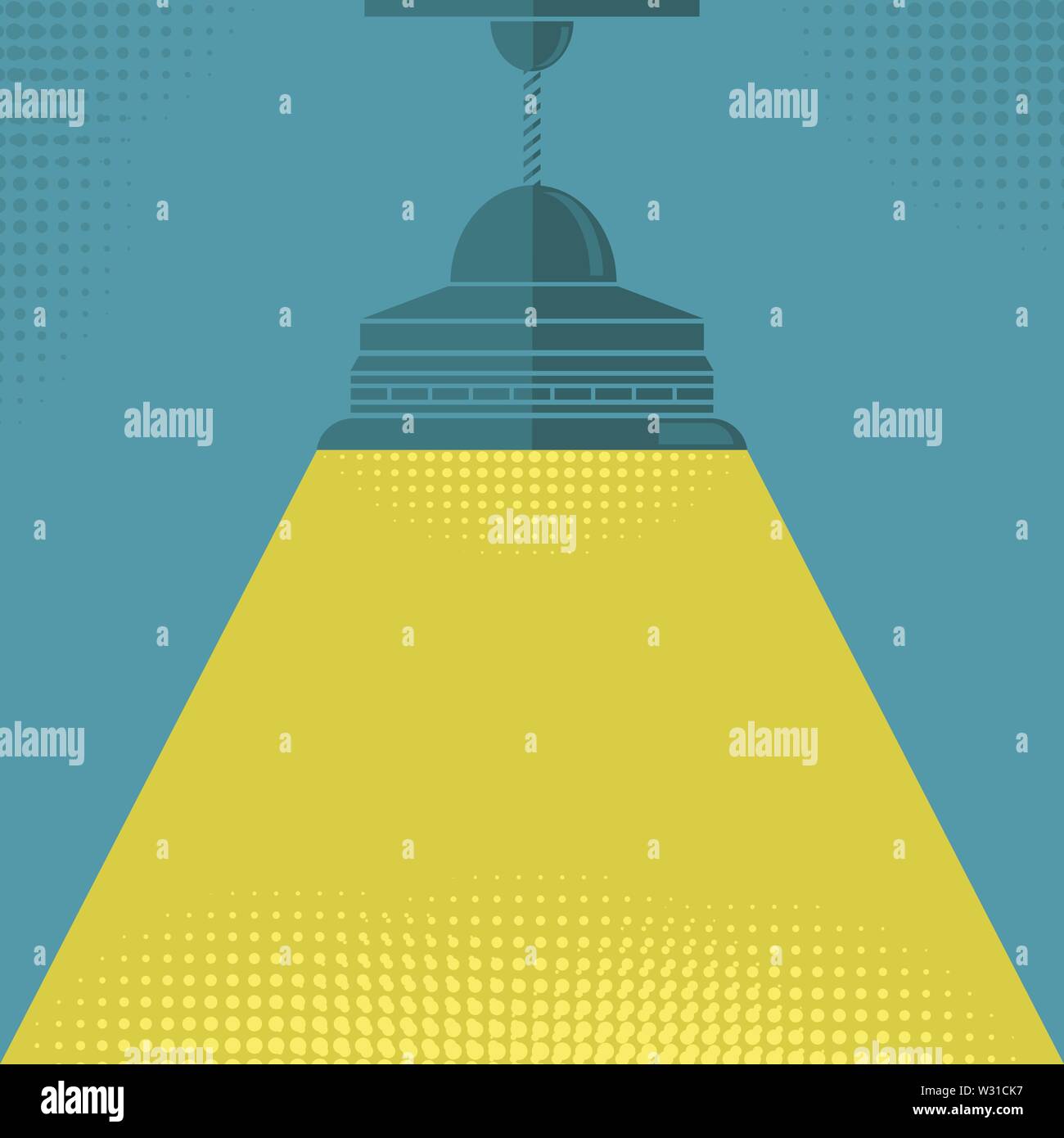 Home Lamp with Yellow Light on Dotted Background Stock Vector