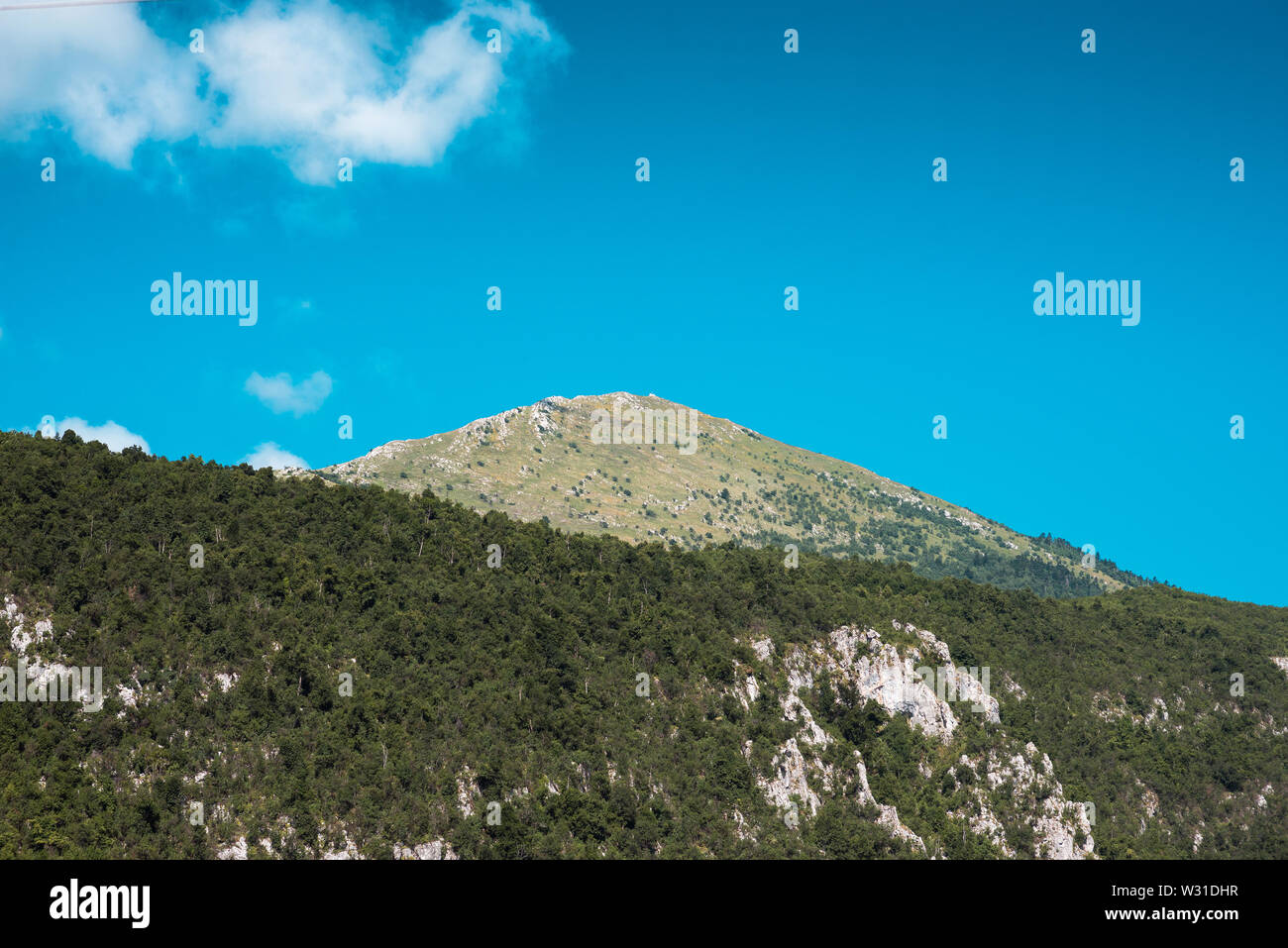 Artan mountain pyramidal peak view from valley Stock Photo