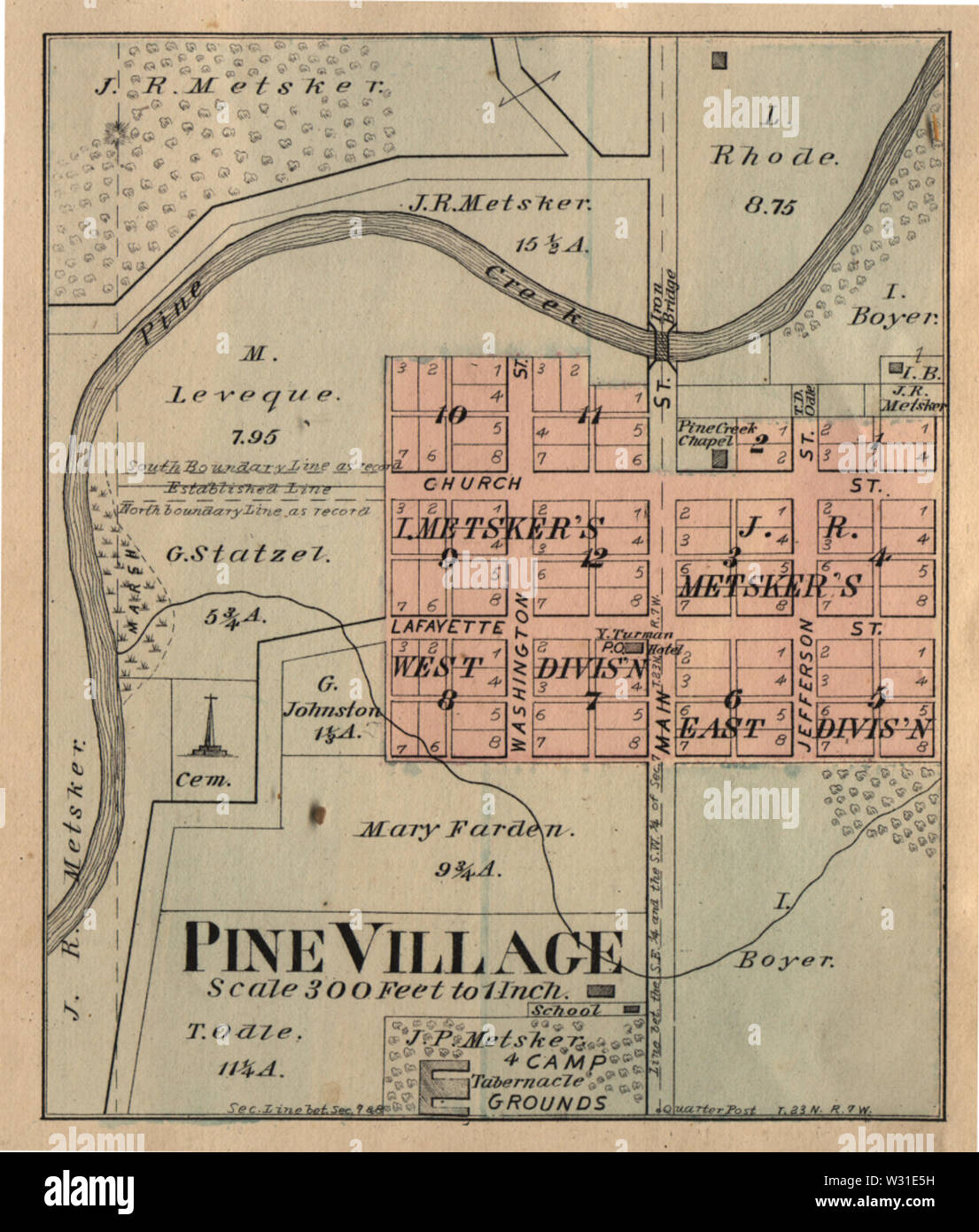 Pine Village Indiana map from 1877 atlas Stock Photo Alamy