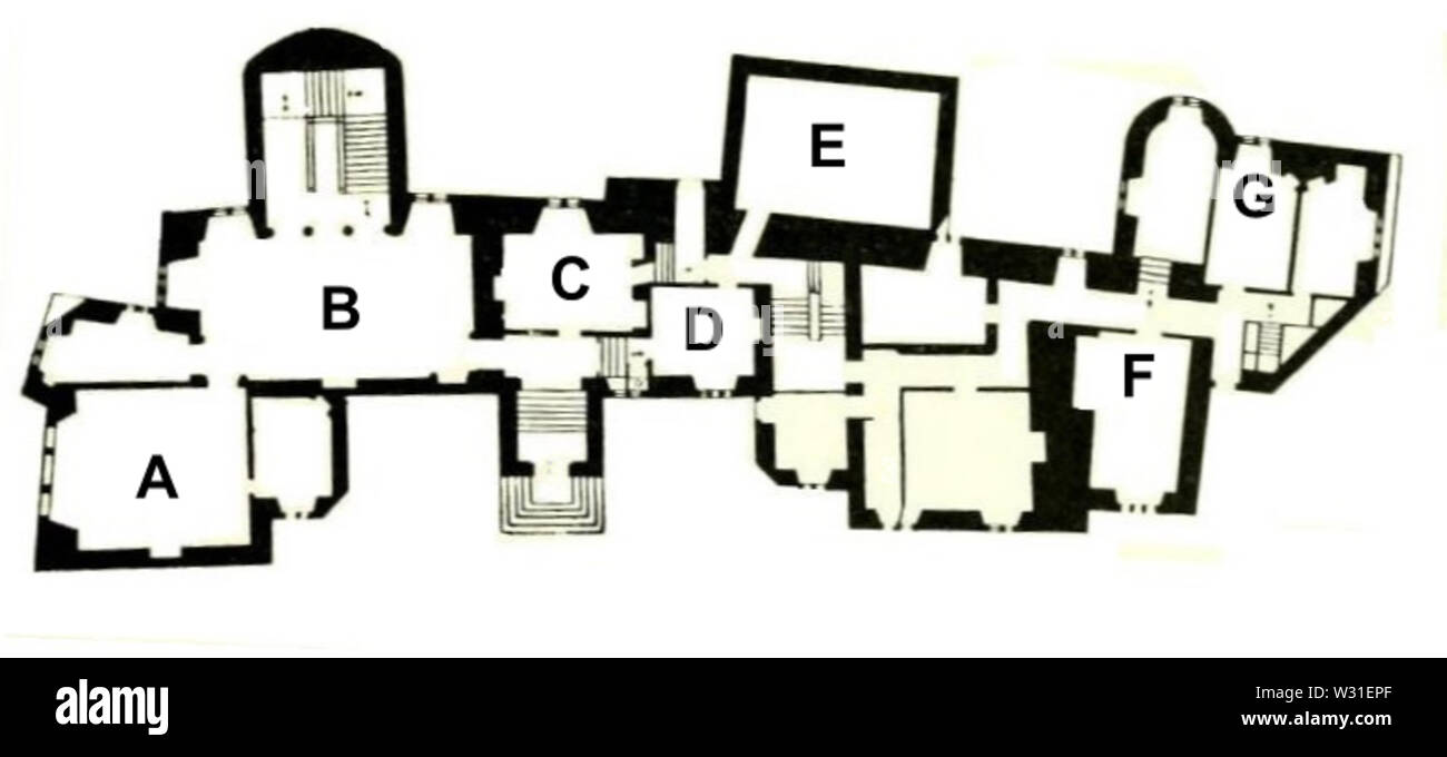 Plan of Dunster Castle, pre1860s Stock Photo Alamy