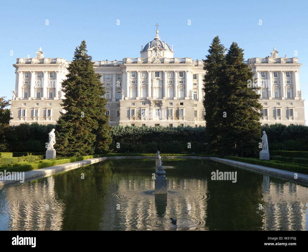 Views of the Royal Palace from the Sabatini gardens, Madrid city centre
