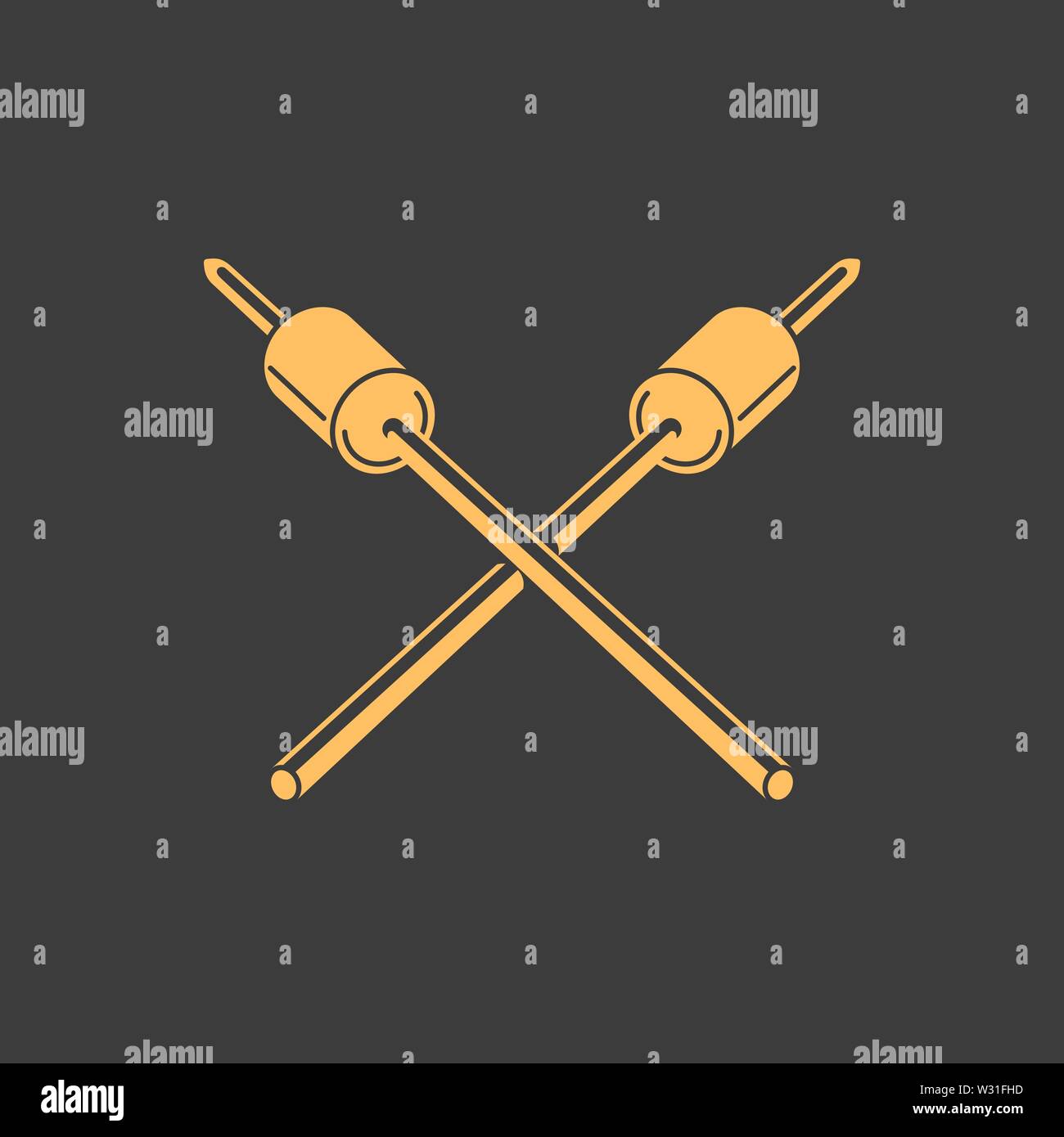 Marshmallow on stick hand drawn flat color vector Stock Vector