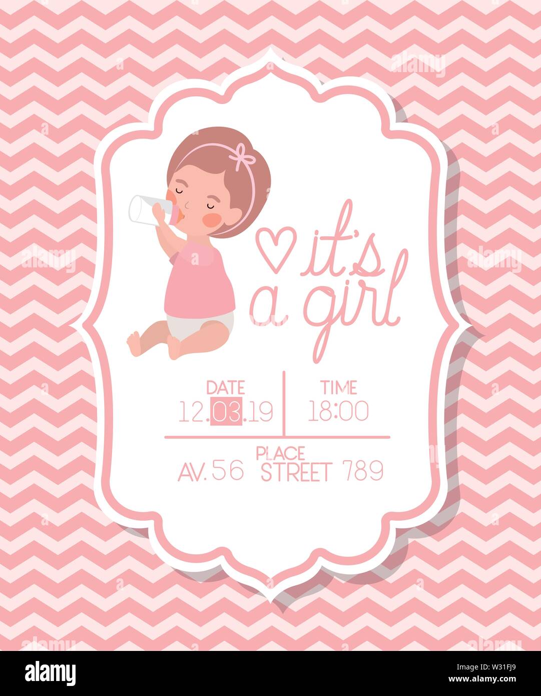 its a girl baby shower card with little kid Stock Vector Image & Art ...