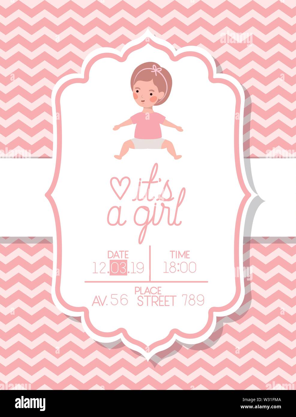 its a girl baby shower card with little kid Stock Vector Image & Art ...