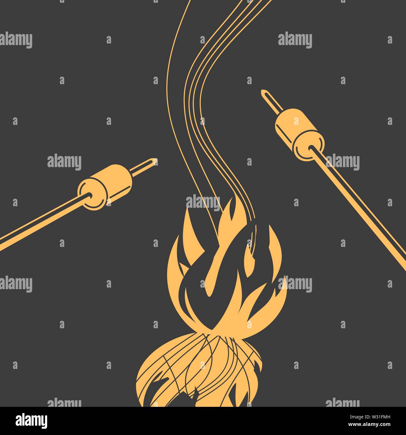 Marshmallow roasting hand drawn flat color vector Stock Vector Image