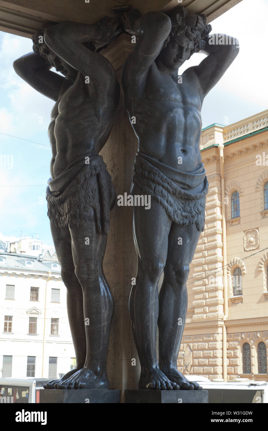 Atlantes of the New Hermitage in Saint Petersburg, Russia Stock Photo