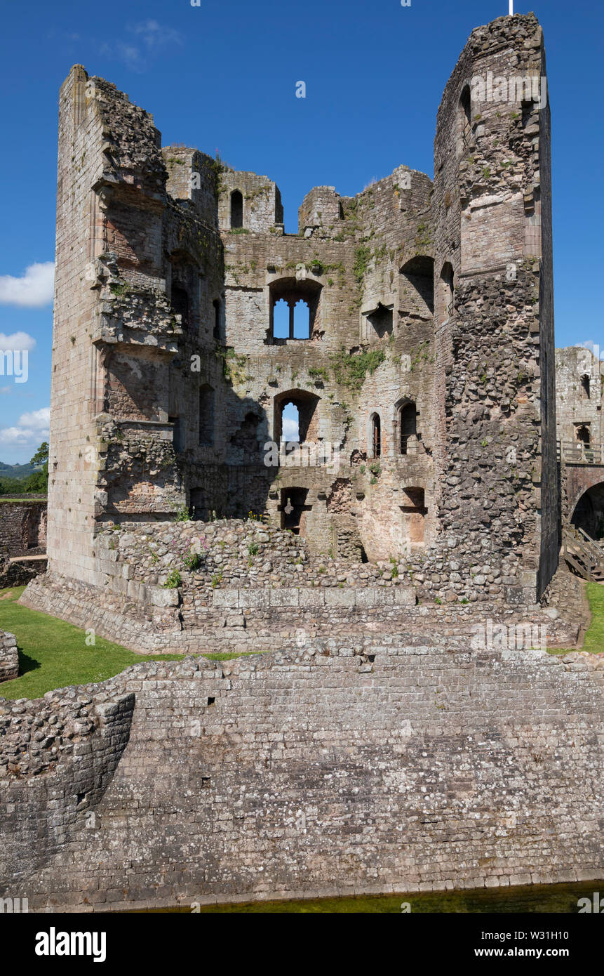 The Great Tower at Raglan castle, Monmouthshire, Wales, UK Stock Photo