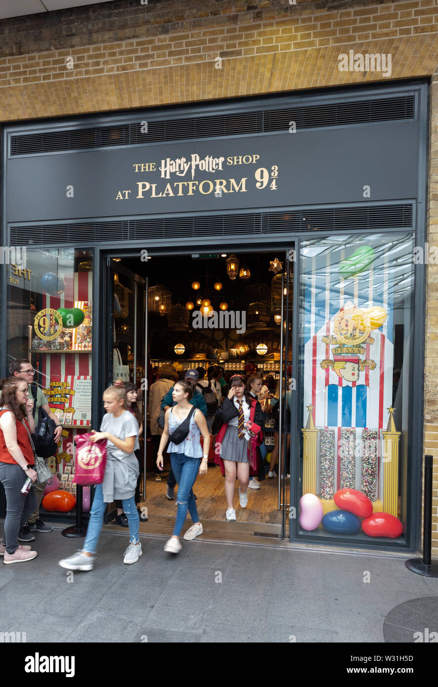 Kings Cross Station Harry Potter shop at Platform 9 3/4, Kings Cross Rail station, London UK