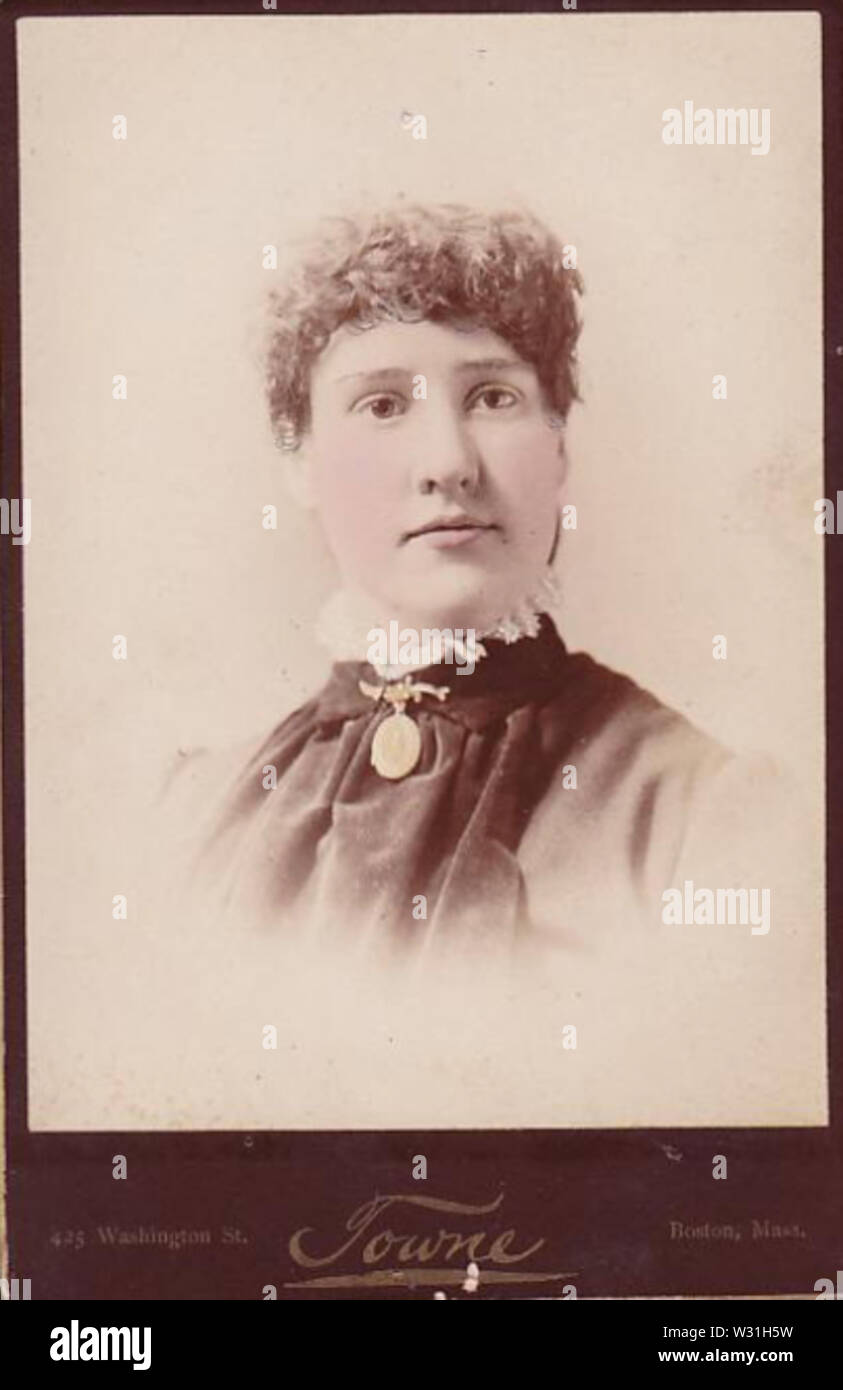 Portrait of woman by Towne of 425 Washington Street in Boston Stock Photo