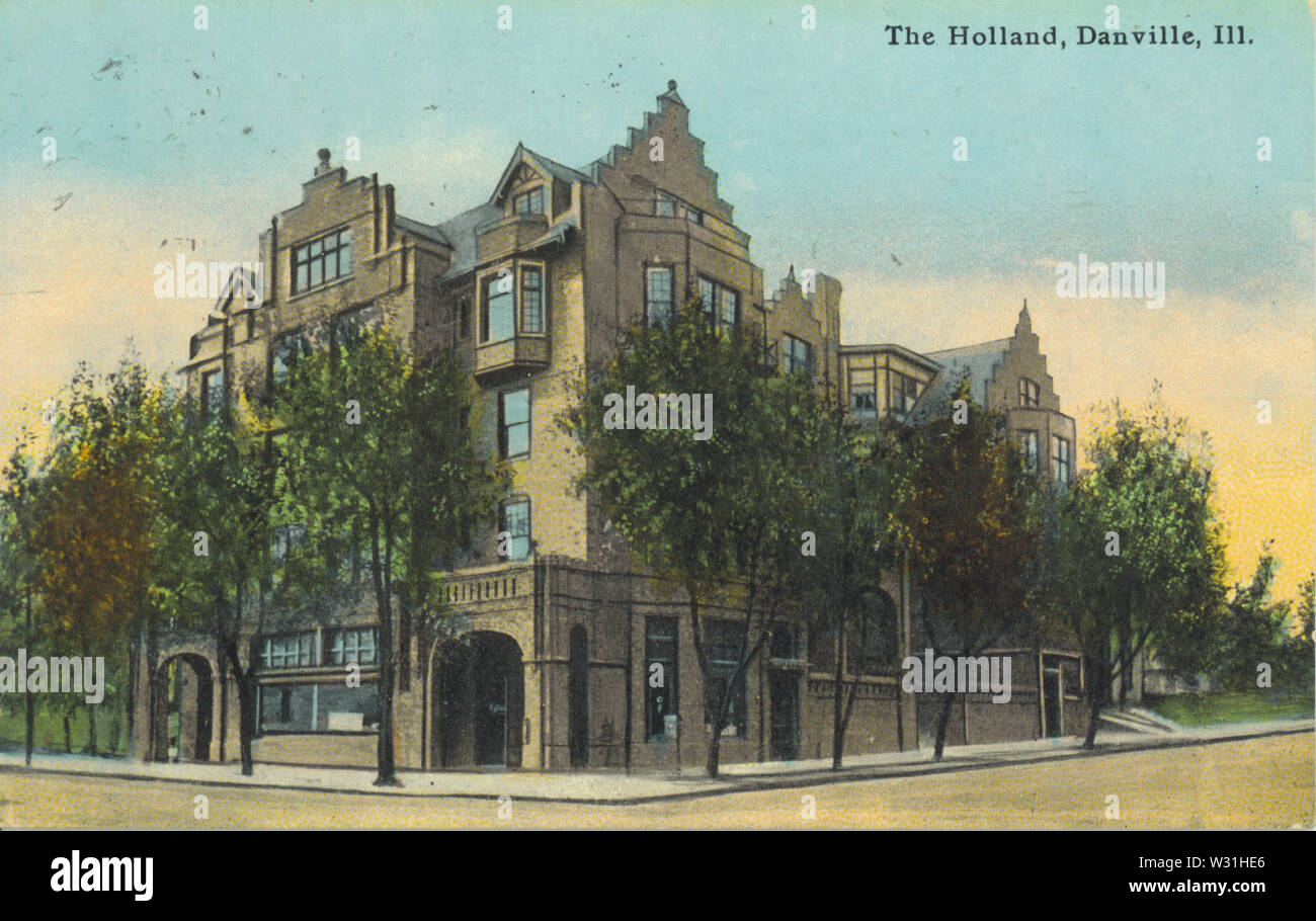 Postcard showing Holland apartment building, Danville, Illinois, USA