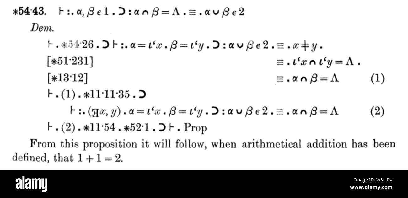 Principia Mathematica 54-43 Stock Photo