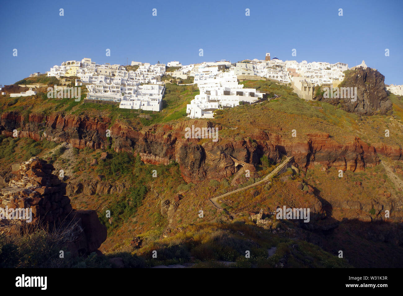 Village of Imerovigli on the Island of Santorini, Greece Stock Photo