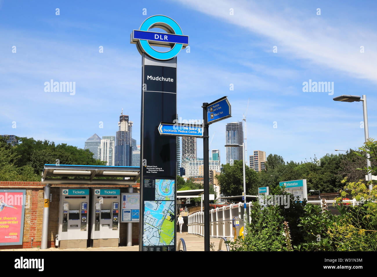 Mudchute DLR station on Spindrift Avenue, on the Isle of Dogs, in east