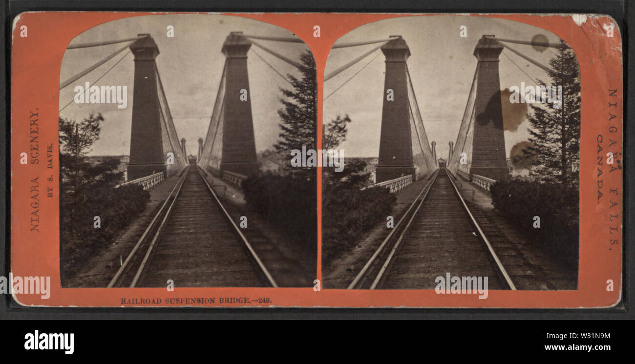 Railroad Suspension Bridge, by Davis, S (Saul Stock Photo Alamy