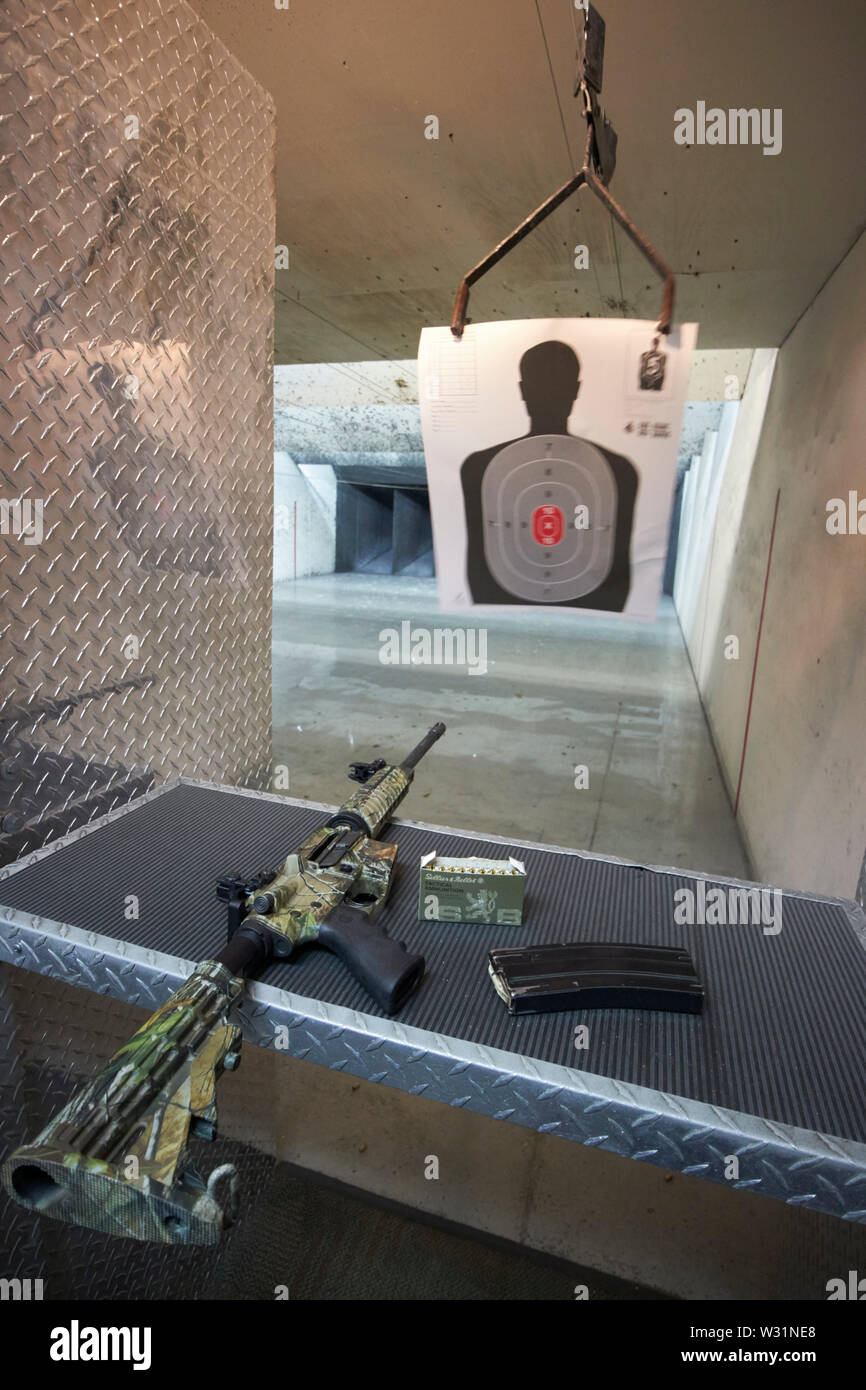 M4 rifle witth 300 blk ammunition at a gun range USA United States of America Stock Photo