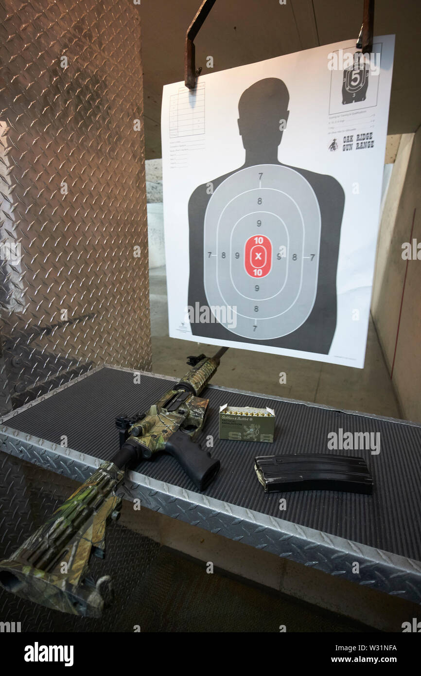 M4 rifle witth 300 blk ammunition at a gun range USA United States of America Stock Photo