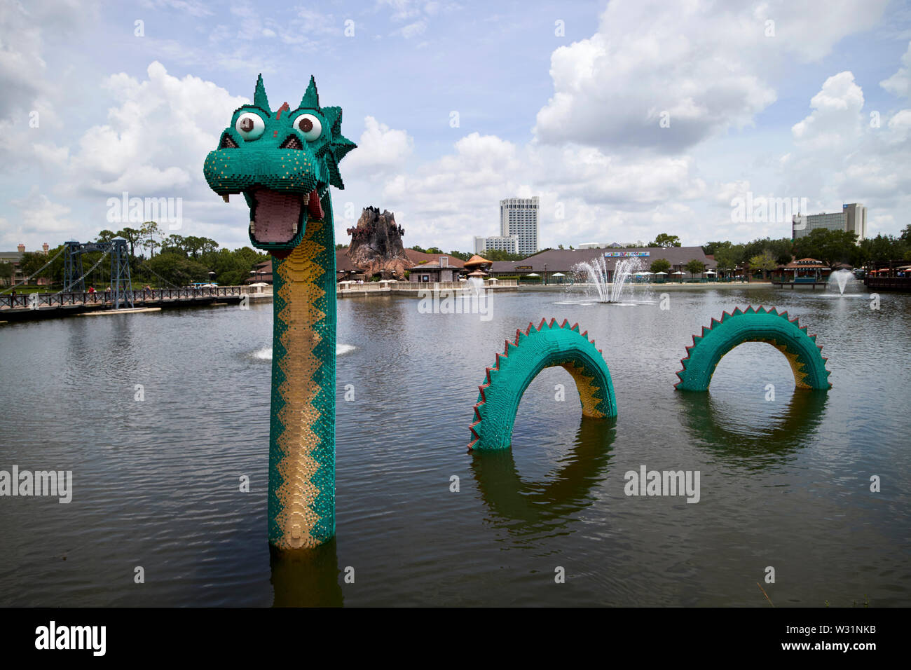 lego dragon in the lake at disney springs orlando florida USA United States  of America Stock Photo - Alamy
