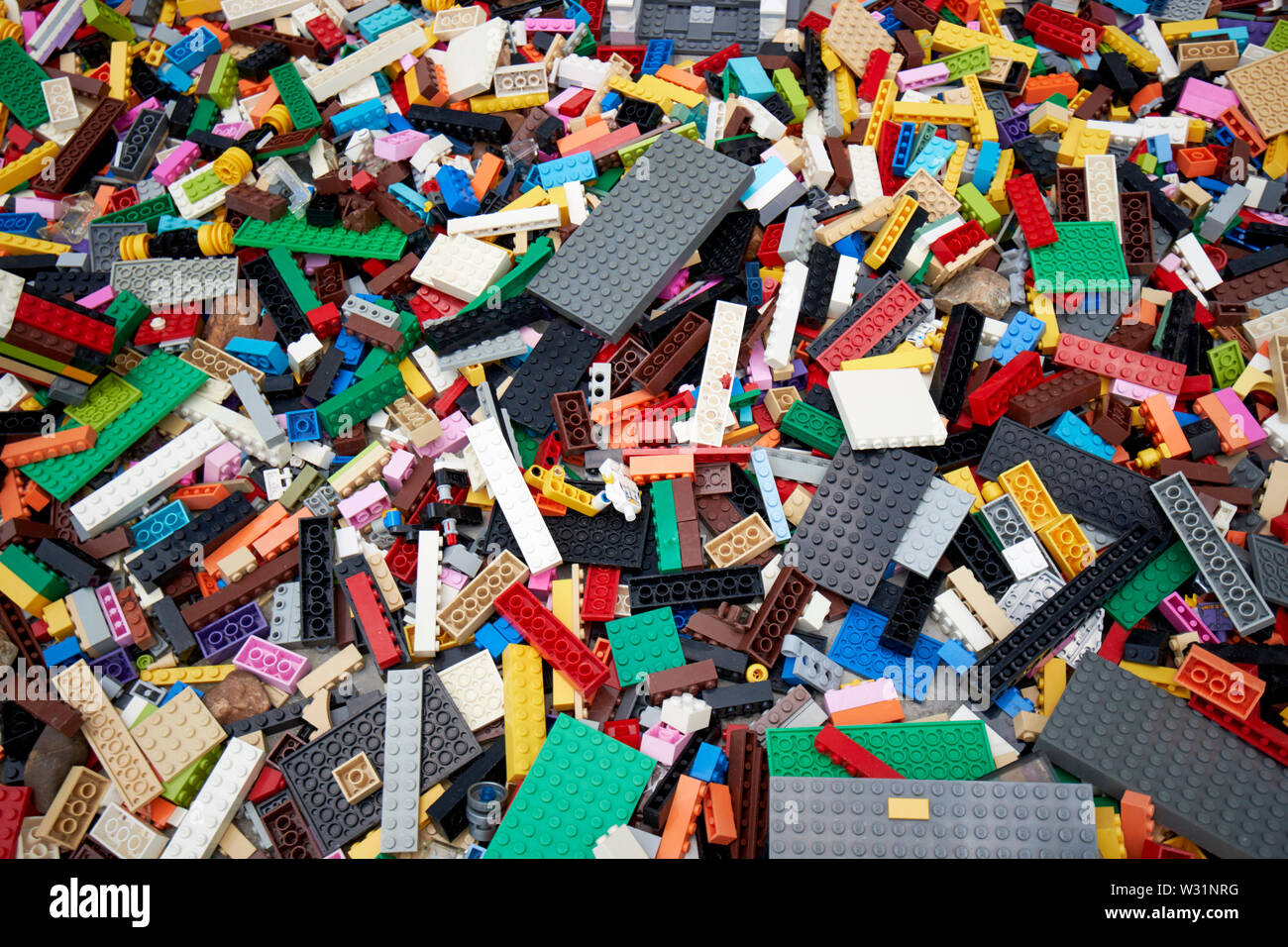 large collection of lego bricks and pieces Stock Photo
