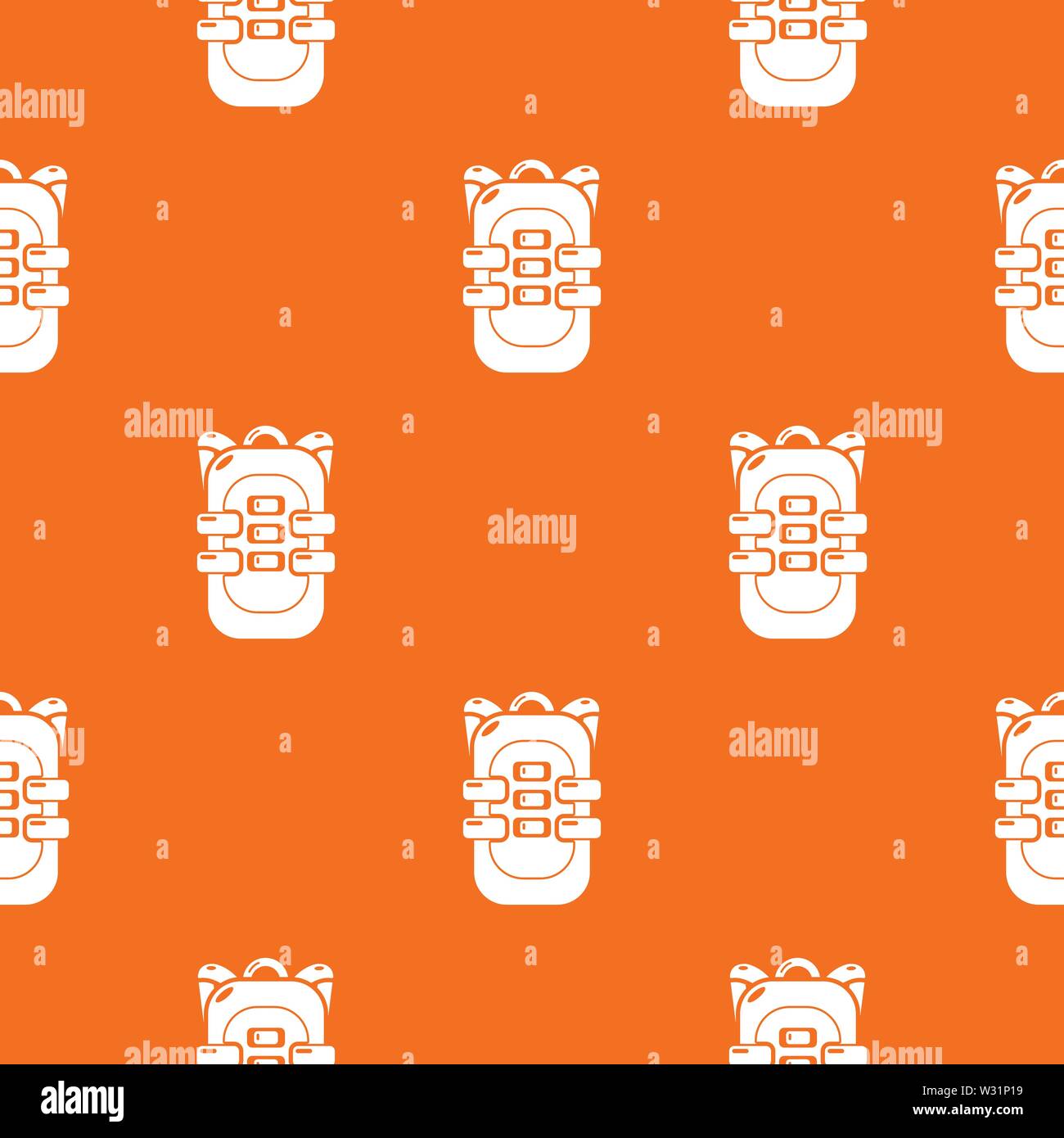 Backpack travel pattern vector orange Stock Vector