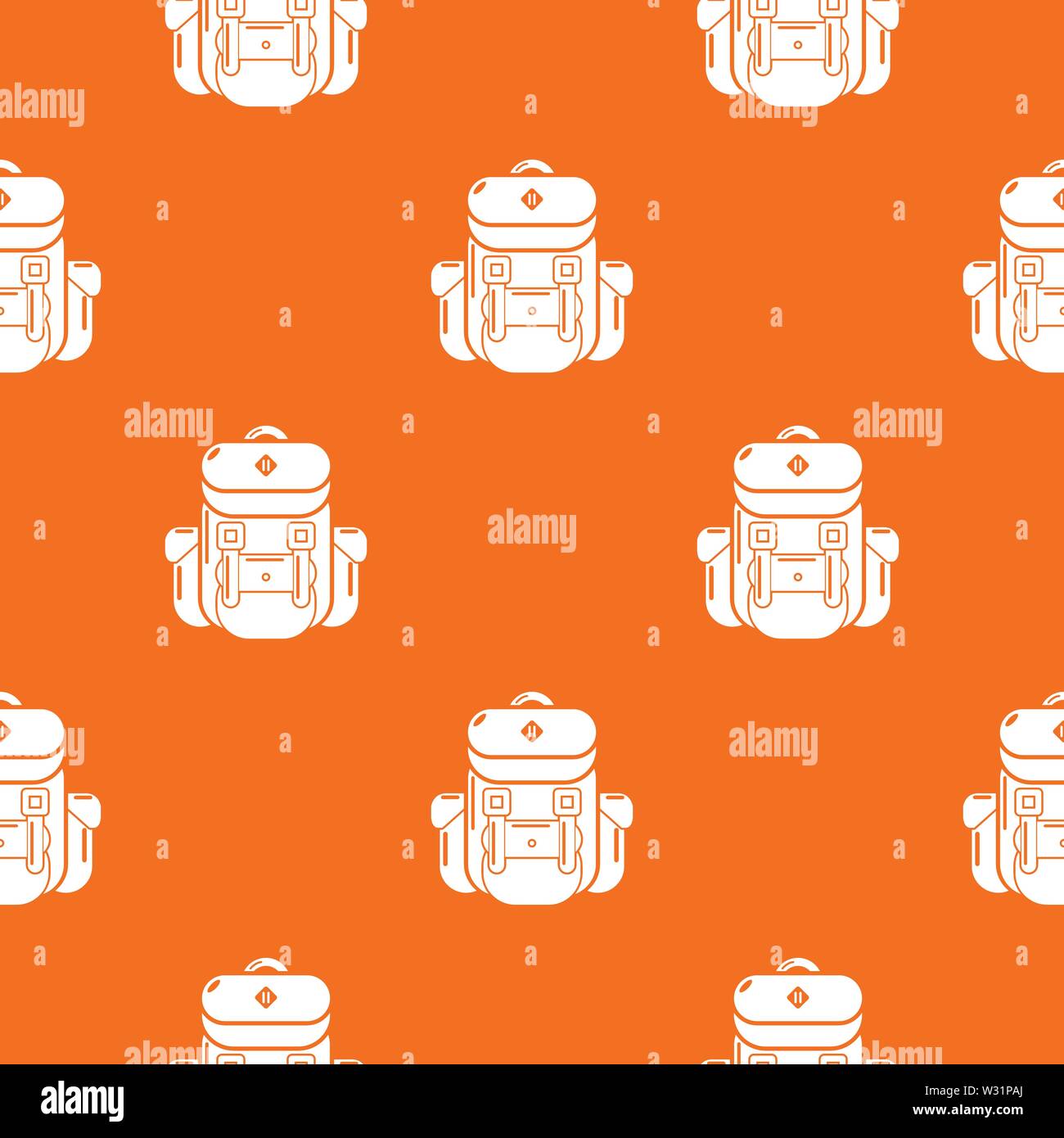 Backpack tourism pattern vector orange Stock Vector