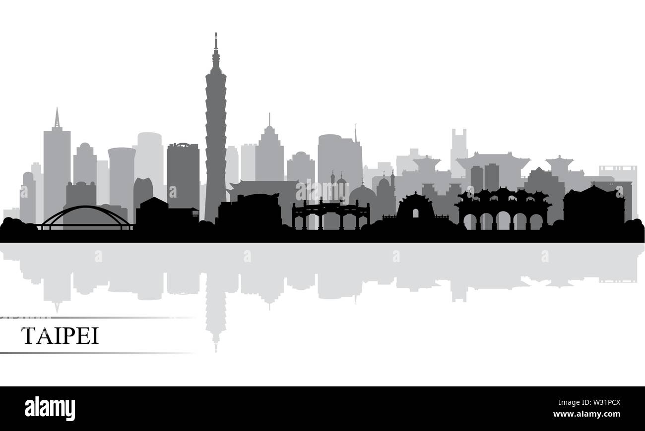 Taipei city skyline silhouette background, vector illustration Stock Vector