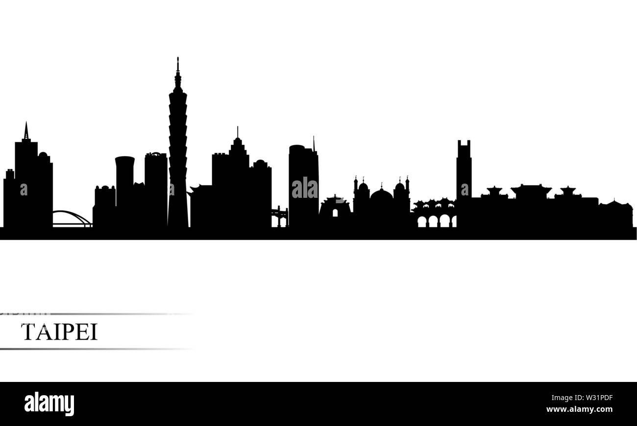 Taipei city skyline silhouette background, vector illustration Stock Vector